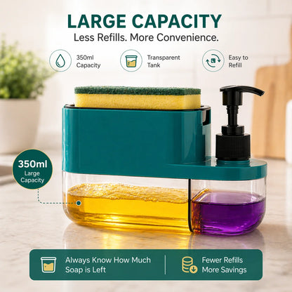 Houseish™ 3-in-1 Kitchen Sink Organizer | Soap Dispenser, Handwash & Sponge Holder