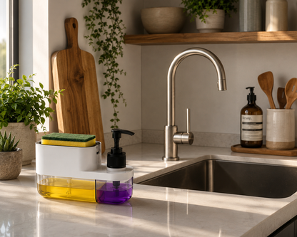 Houseish™ 3-in-1 Kitchen Sink Organizer | Soap Dispenser, Handwash & Sponge Holder