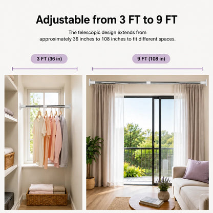 Houseish™ Drill-Free Multifunctional Adjustable Rod. No Drilling. No Wall Damage. Instant Privacy & Space.