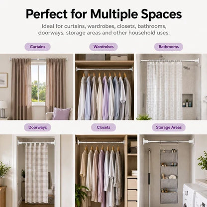 Houseish™ Drill-Free Multifunctional Adjustable Rod. No Drilling. No Wall Damage. Instant Privacy & Space.