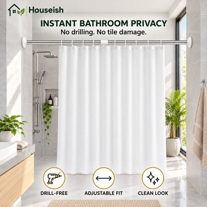Houseish™ Drill-Free Multifunctional Adjustable Rod. No Drilling. No Wall Damage. Instant Privacy & Space.