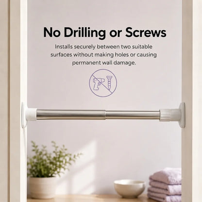 Houseish™ Drill-Free Multifunctional Adjustable Rod. No Drilling. No Wall Damage. Instant Privacy & Space.